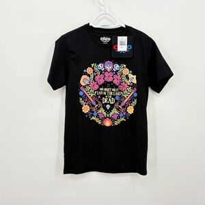 Disney Pixar Coco Land of the Dead Graphic T-Shirt Black Small NWT NEW